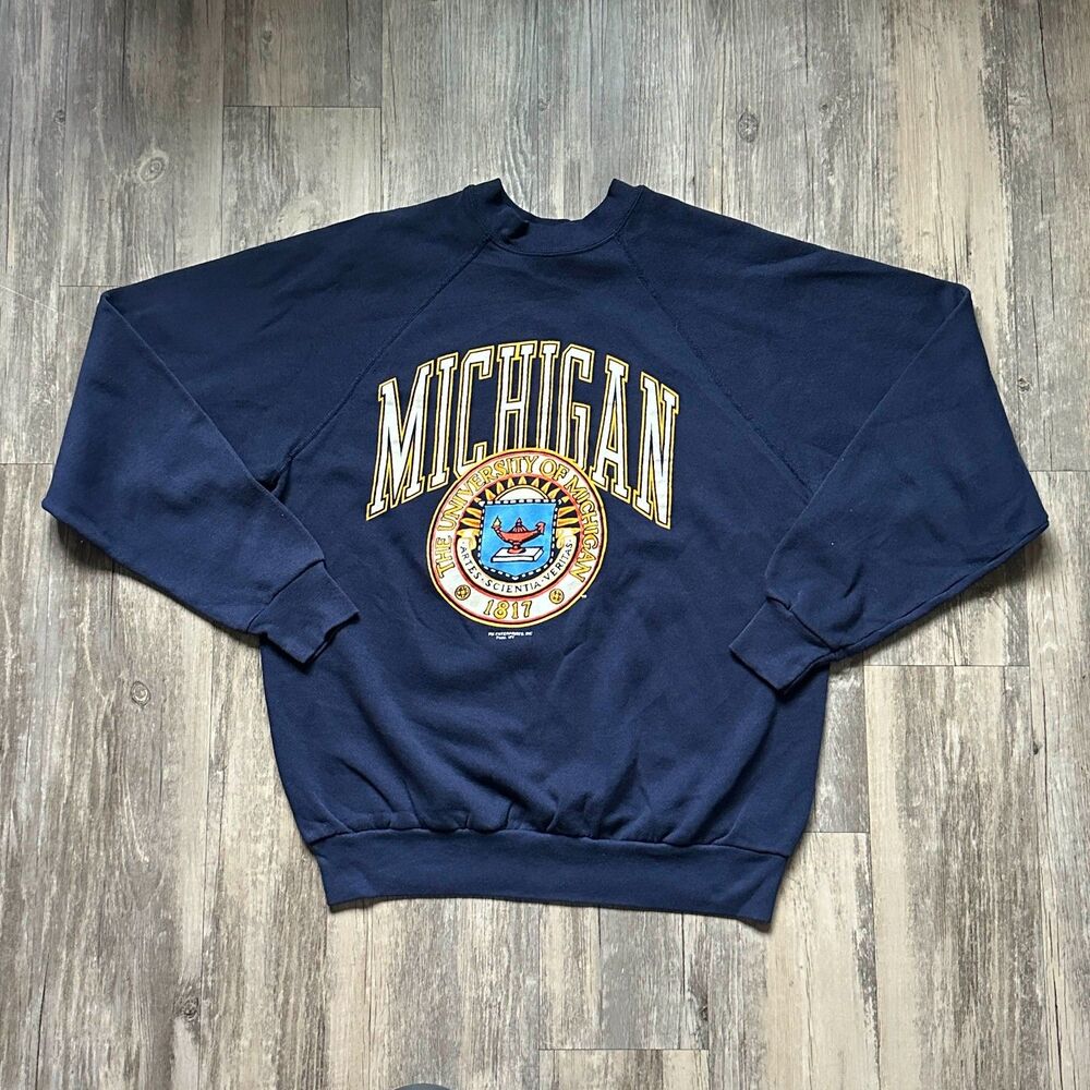 Vintage The University Of Michigan 1817 Pullover Sweatshirt Crewneck Size XL
